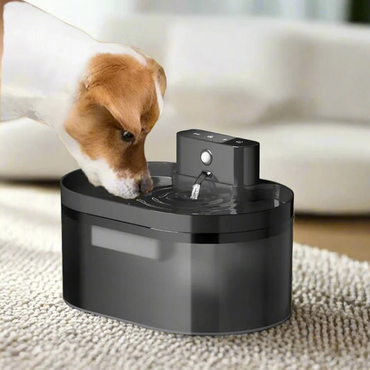 BlackWave Flow: Automatic Pet Fountain with Induction Flow