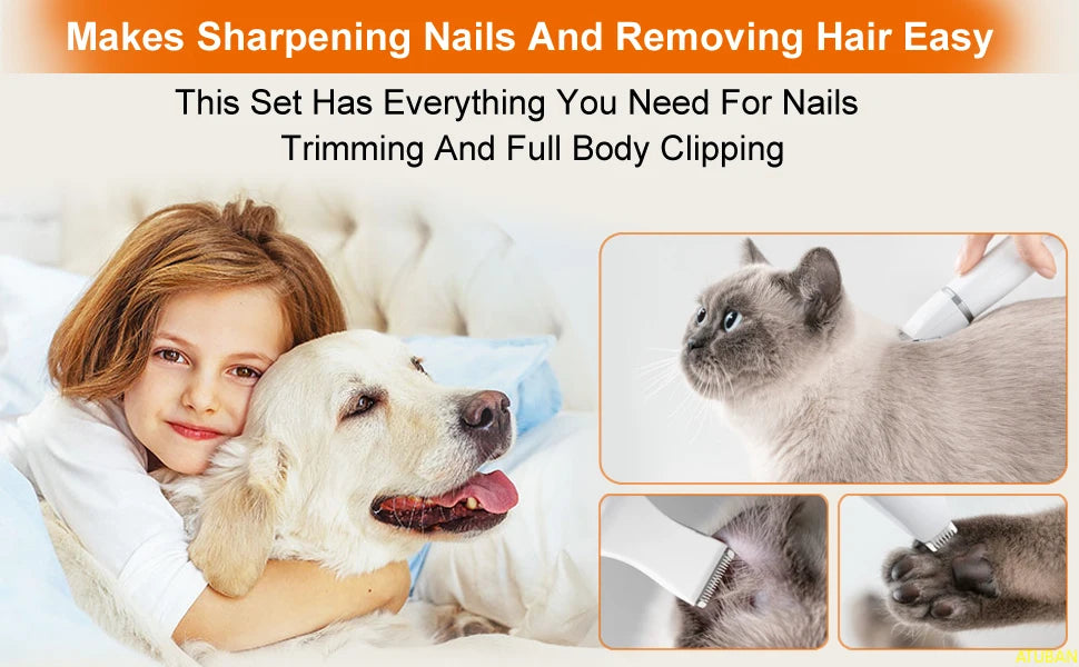 GroomPro 4-in-1: Quiet Clippers & Nail Care for Pets