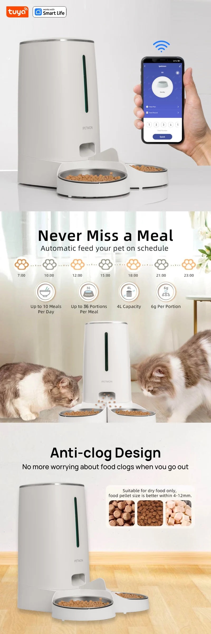 TwinFeast Pro: WiFi Pet Feeder with App Control & Dual Bowls