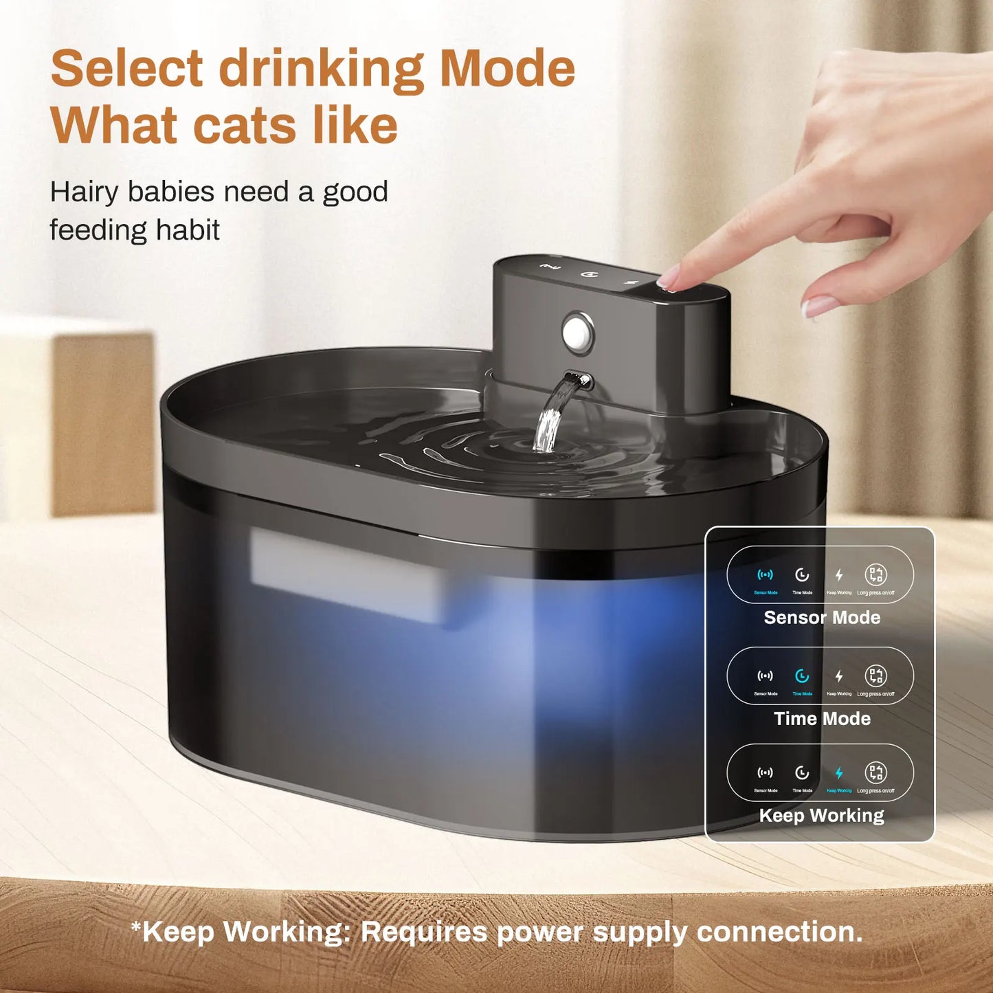 BlackWave Flow: Automatic Pet Fountain with Induction Flow