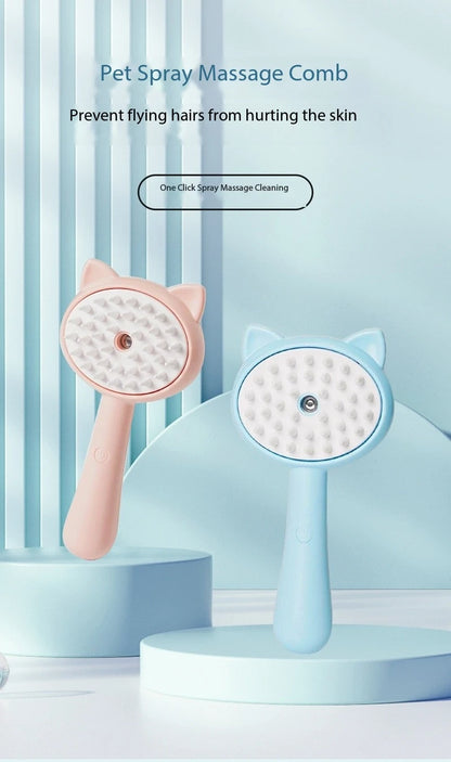 FurSpray Brush:  Self-Cleaning Cat Brush with Spray & Anti-Flea Care